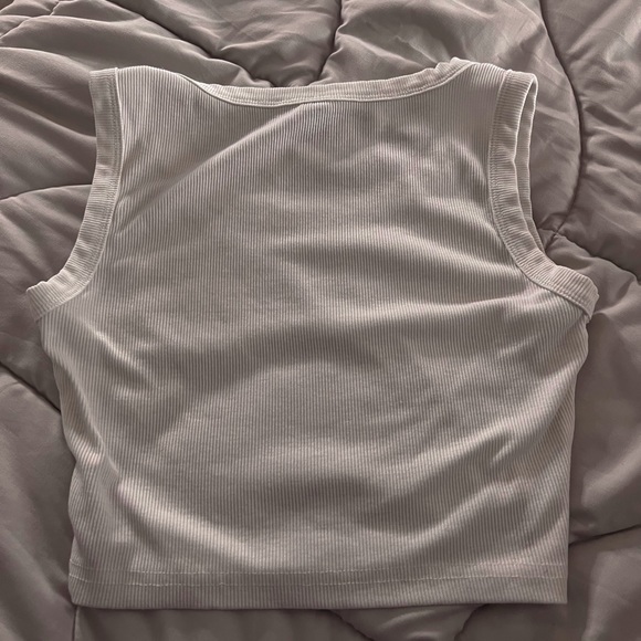 crop silky white shirt!! size small, could fit as a medium. never worn! - Picture 2 of 2